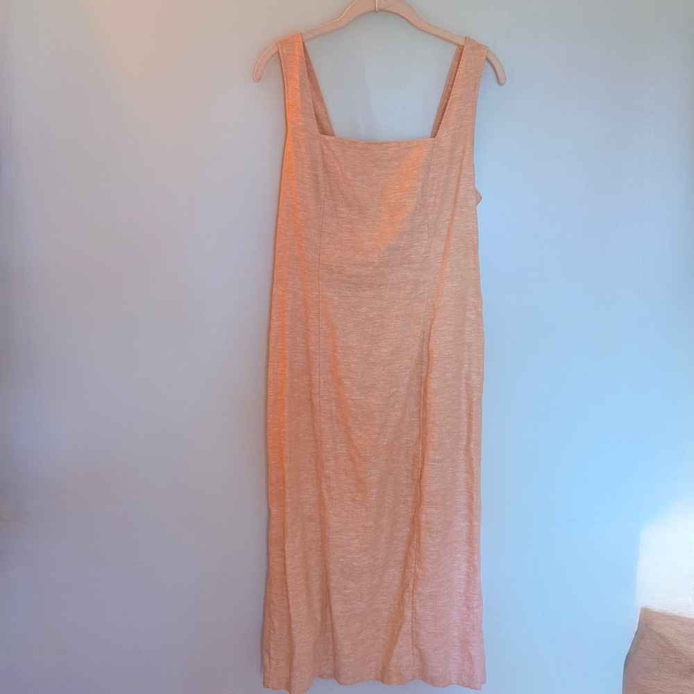 Old Navy Peach Sleeveless Square-Neck Midi Dress
